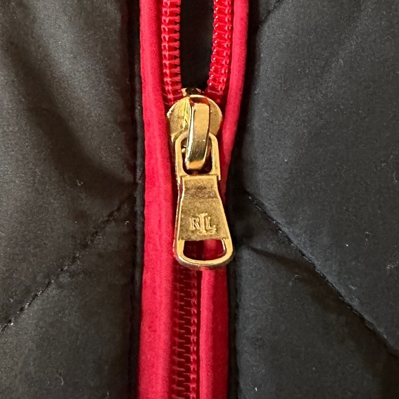 Lauren Ralph Lauren Green Label Black Quilted Vest Red Lining | Women’s Size L - Picture 6 of 7